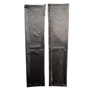 Handmade Black Faux Leather Laser Cut Over the Knee Leg Warmers One Size